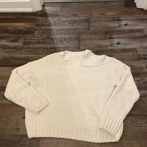 Cream super soft chenille one shoulder sweater